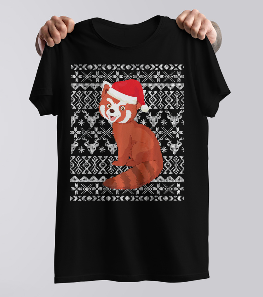 Red Panda Santa Hat Christmas T-Shirt