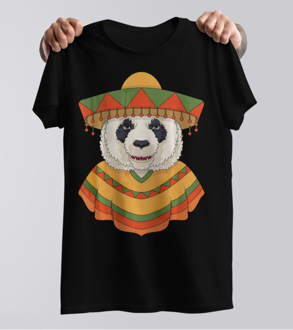 Panda Bear Sombrero Fiesta Mexico Cinco De Mayo T-Shirt