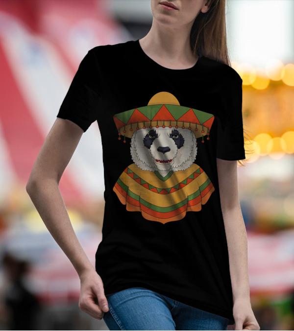 Panda Bear Sombrero Fiesta Mexico Cinco De Mayo T-Shirt
