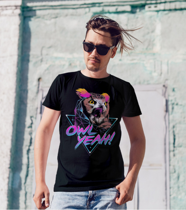 Owl Yeah 80s Retro Neon Triangle Vibes T-Shirt