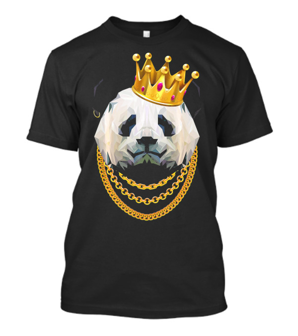 Panda Bear Gangster Golden Crown King Wearing Chains T-Shirt