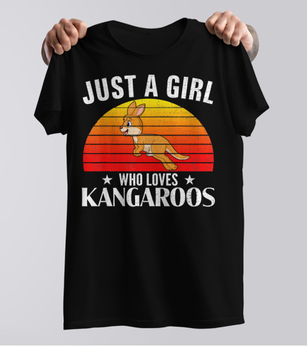 Just A Girl Who Loves Kangaroos Retro Sunset Kangaroo T-Shirt