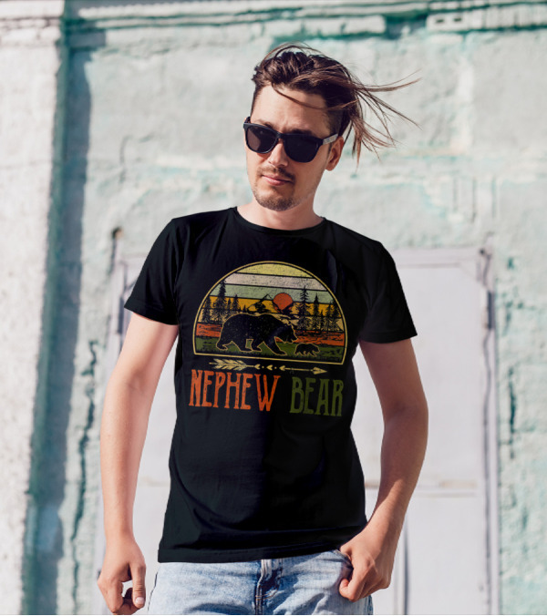 Nephew Bear Vintage Wildlife Sunset Forest Scene T-Shirt