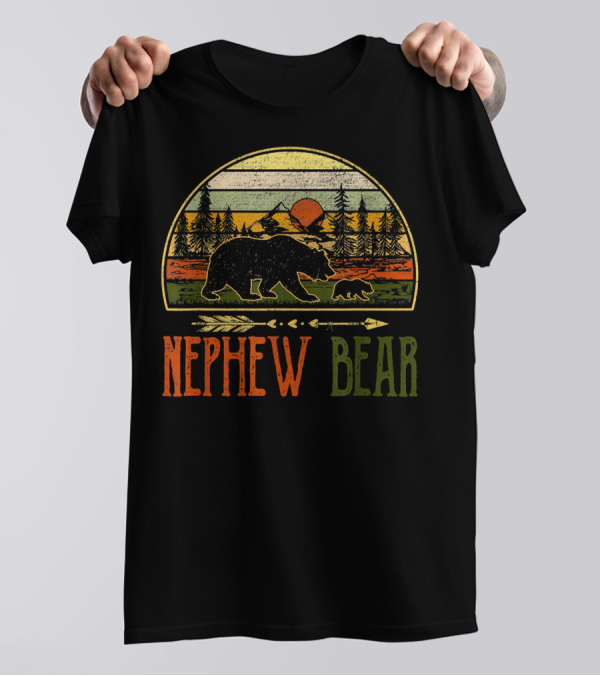 Nephew Bear Vintage Wildlife Sunset Forest Scene T-Shirt