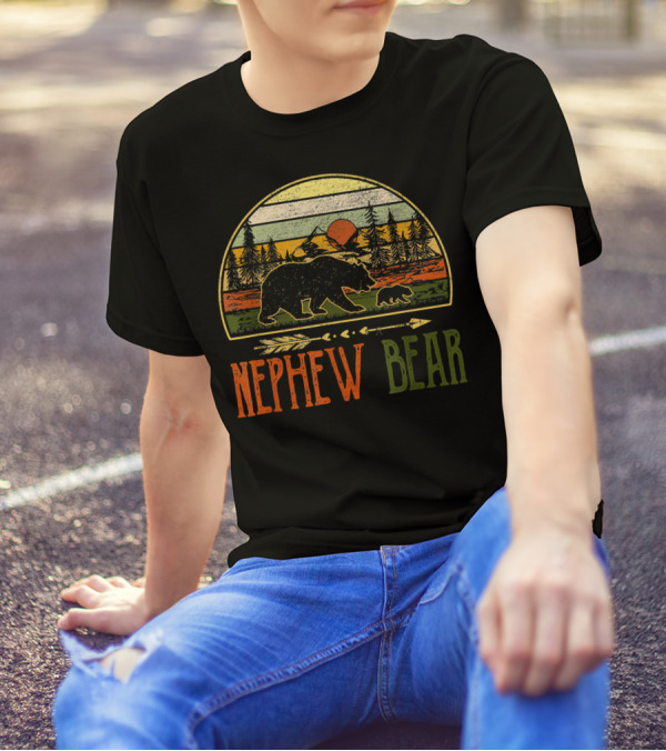 Nephew Bear Vintage Wildlife Sunset Forest Scene T-Shirt