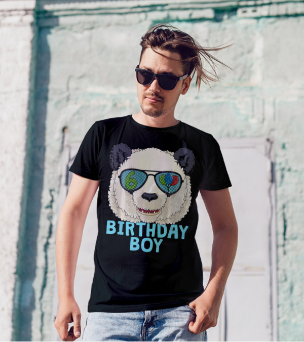 Birthday Boy Panda Sunglasses 6th Year T-Shirt