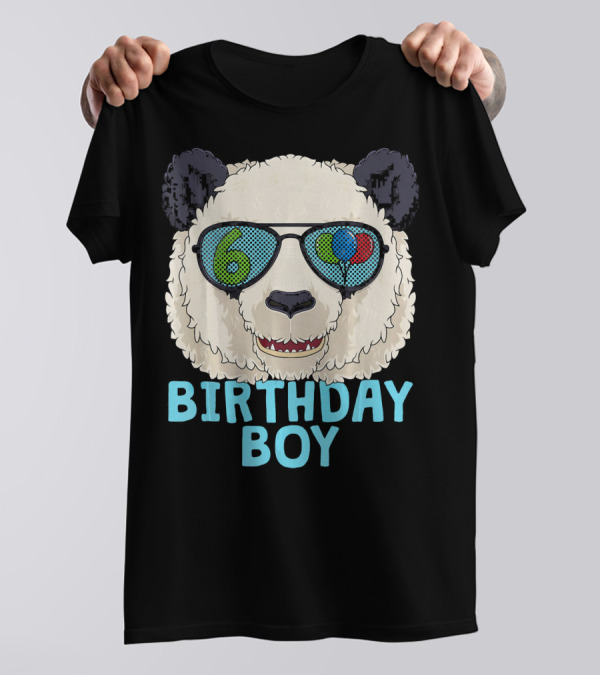 Birthday Boy Panda Sunglasses 6th Year T-Shirt