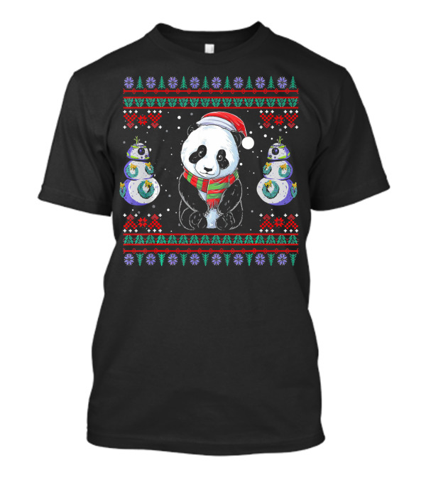 Panda Ugly Christmas Sweater Funny Adorable Snowman Holiday T-Shirt