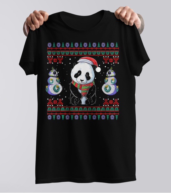Panda Ugly Christmas Sweater Funny Adorable Snowman Holiday T-Shirt