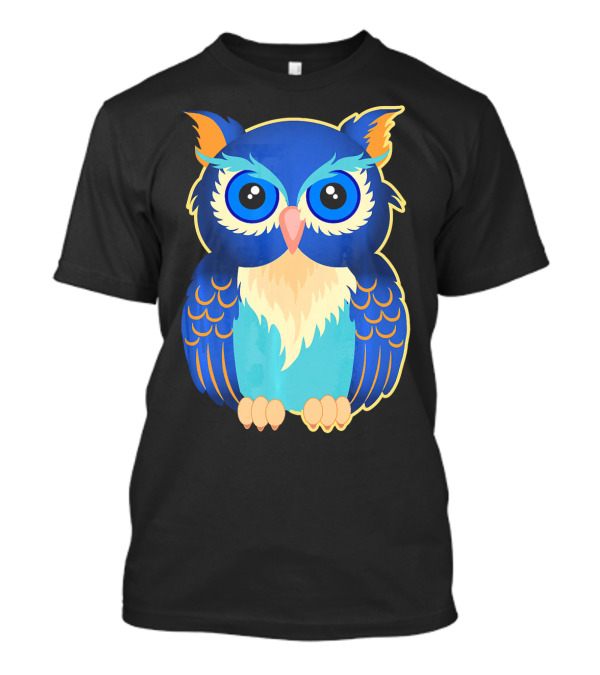 Night Owl Cool Bird Blue Vibrant Color T-Shirt