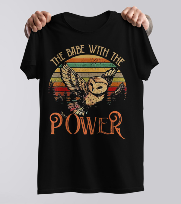 The Babe With The Power Owl Retro Vintage Stripes T-Shirt