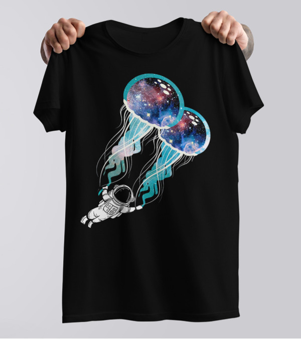 Galaxy-Filled Jellyfish And Outer Space Astronaut Adventure T-Shirt