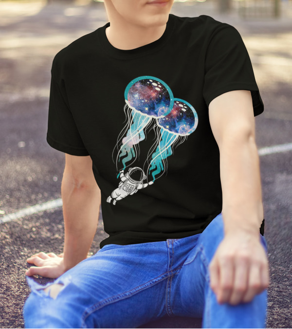 Galaxy-Filled Jellyfish And Outer Space Astronaut Adventure T-Shirt