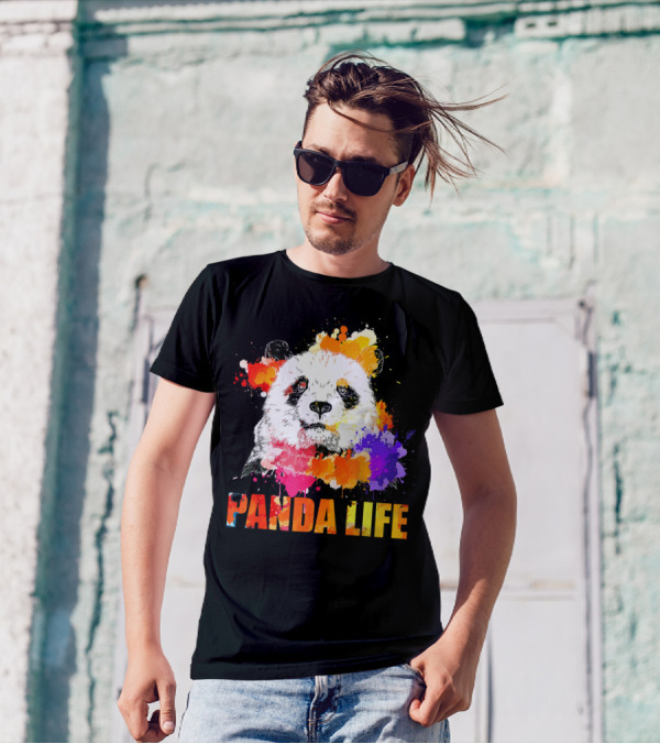 Panda Life Color Splatter Art Anim T-Shirt