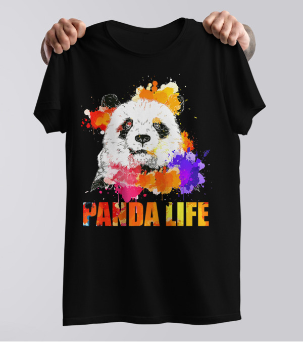 Panda Life Color Splatter Art Anim T-Shirt