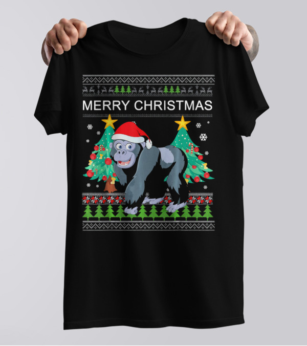 Merry Christmas Gorilla Funny Ugly Christmas T-Shirt