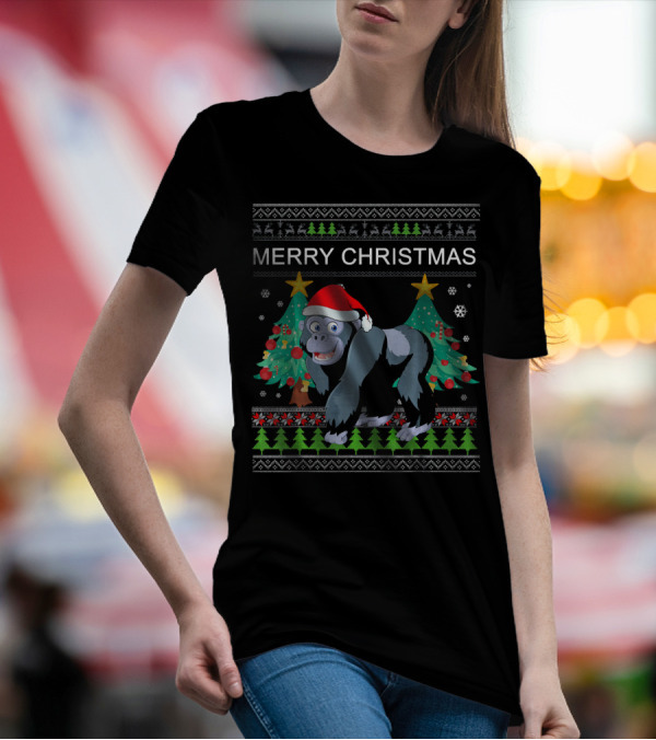 Merry Christmas Gorilla Funny Ugly Christmas T-Shirt