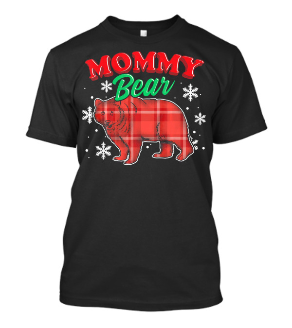 Mommy Bear Buffalo Plaid Snowflake Matching Family T-Shirt