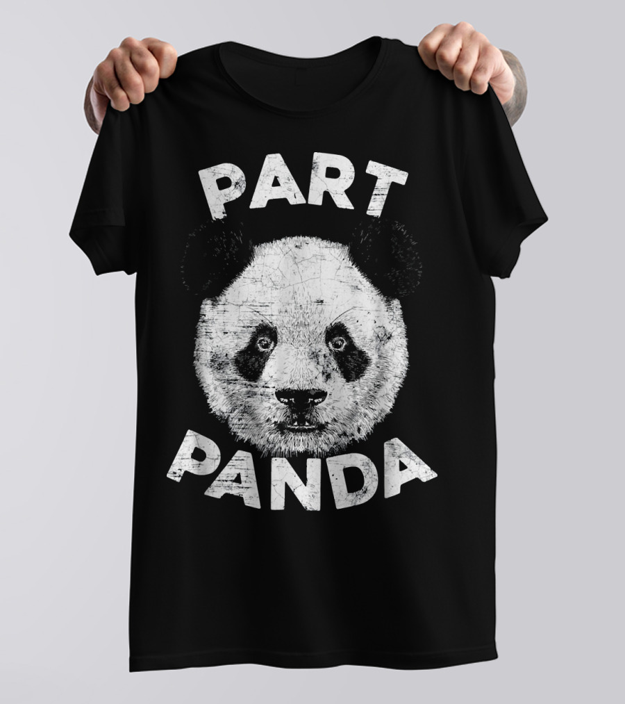 Part Panda Funny Graphic Panda Face T-Shirt