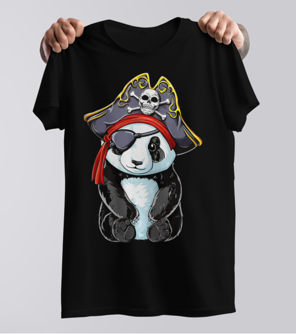 Panda Pirate With Skull Hat And Eyepatch T-Shirt