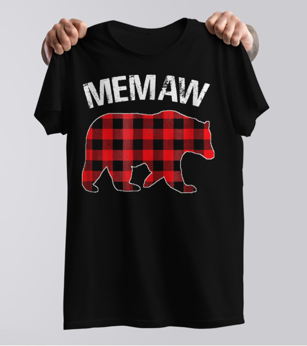 Memaw Red Plaid Bear Buffalo T-Shirt