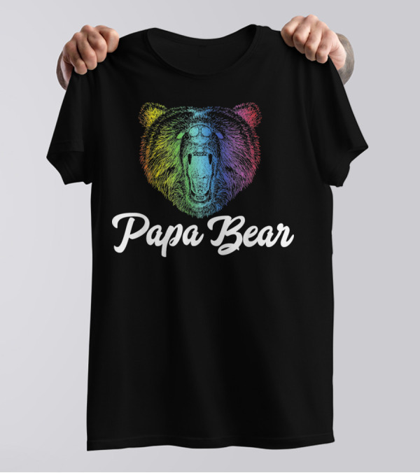 Papa Bear Rainbow Pride Gay Bear Funny LGB T-Shirt