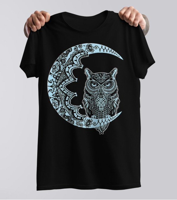 MIAPRINTSPRO Mandala Owl Moon Light T-Shirt