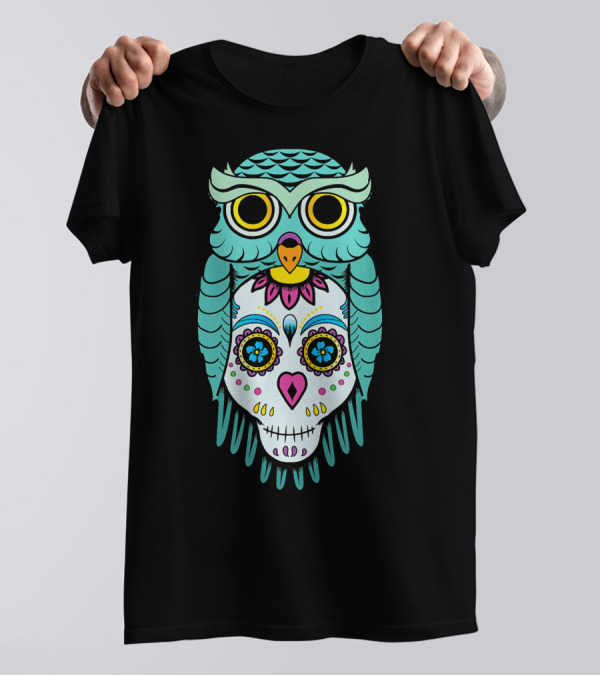 Owl Sugar Skull Dia De Los Muertos Day Of The Dead T-Shirt