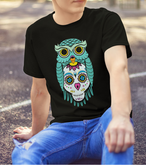 Owl Sugar Skull Dia De Los Muertos Day Of The Dead T-Shirt