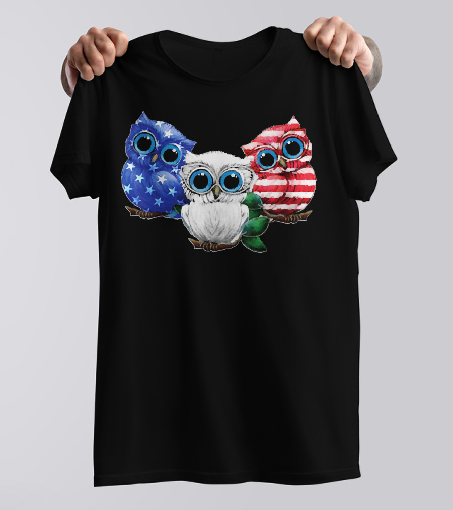 Owl American Flag Patriotic 4th Of July T-Shirt