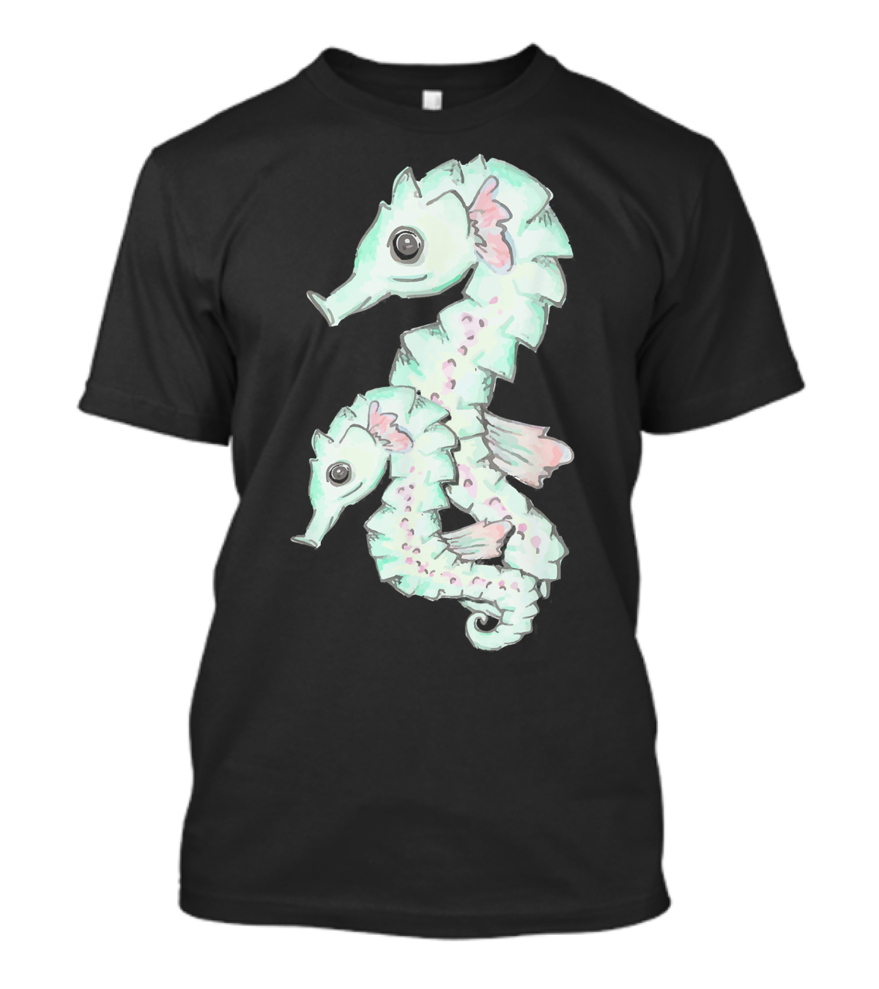 Pastel Hand Drawn Tropical Seahorses T-Shirt