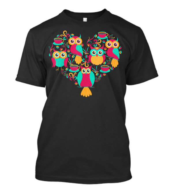 Owl Heart With Colorful Tattoos T-Shirt