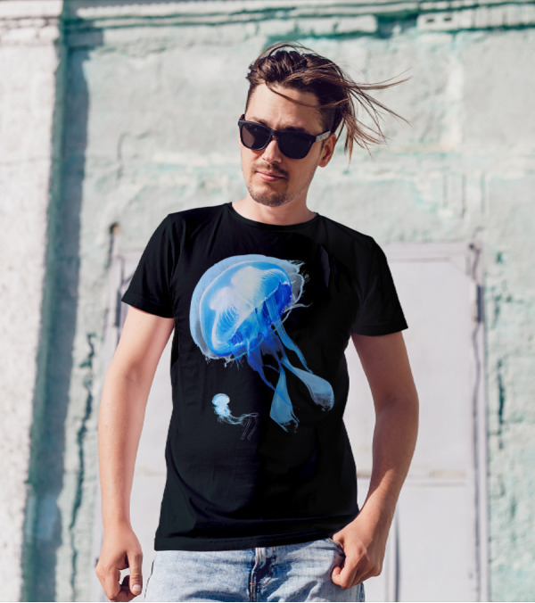 Ocean Blue Jellyfish Elegance In Motion T-Shirt