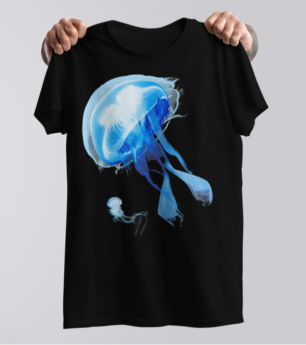 Ocean Blue Jellyfish Elegance In Motion T-Shirt