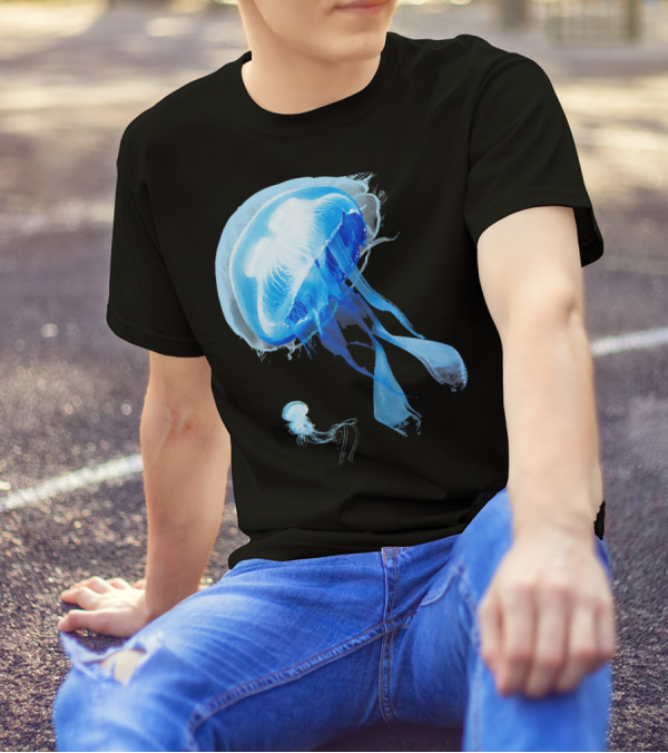 Ocean Blue Jellyfish Elegance In Motion T-Shirt