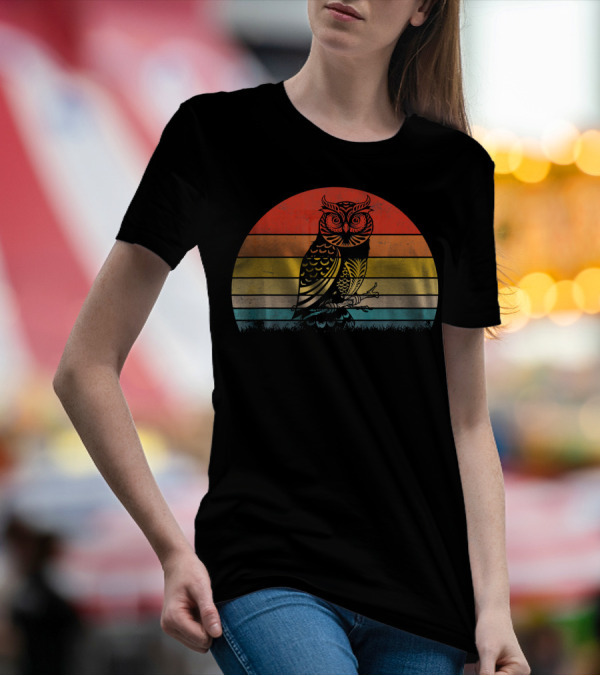 OWL Vintage Sunset Aesthetic For Adults T-Shirt