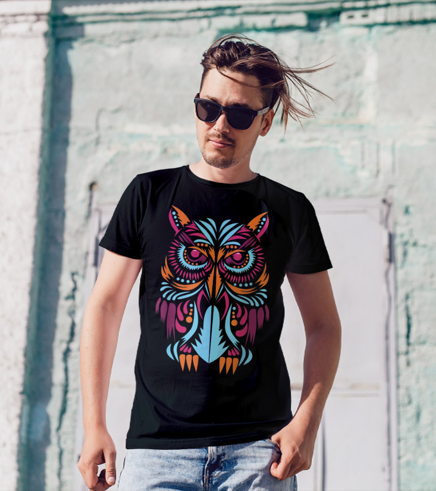 Majestic Colorful Owl Bird T-Shirt