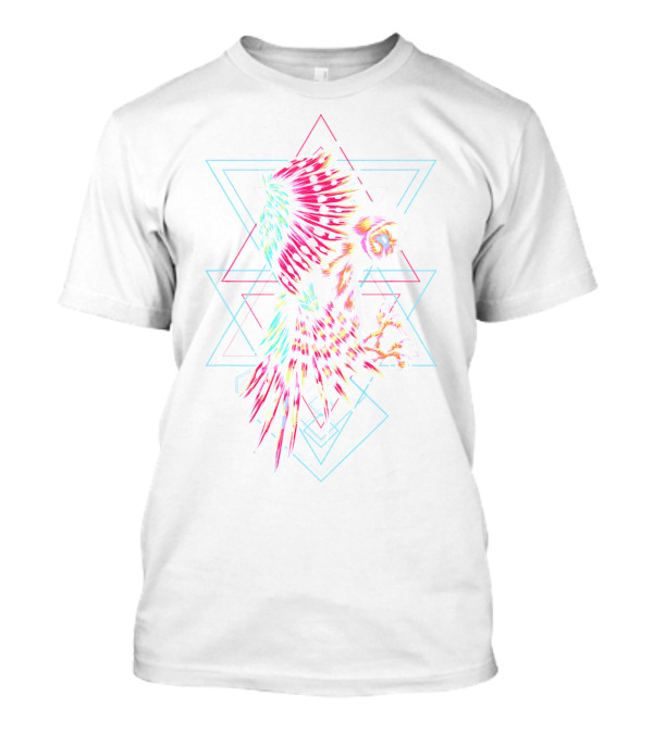 Owl Electric Bright Rainbow Geometric Triangles T-Shirt