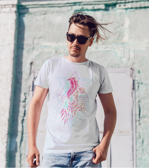 Owl Electric Bright Rainbow Geometric Triangles T-Shirt