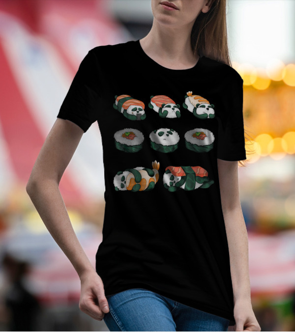 Panda Sushi Hug Maki Lover Cute Animal T-Shirt