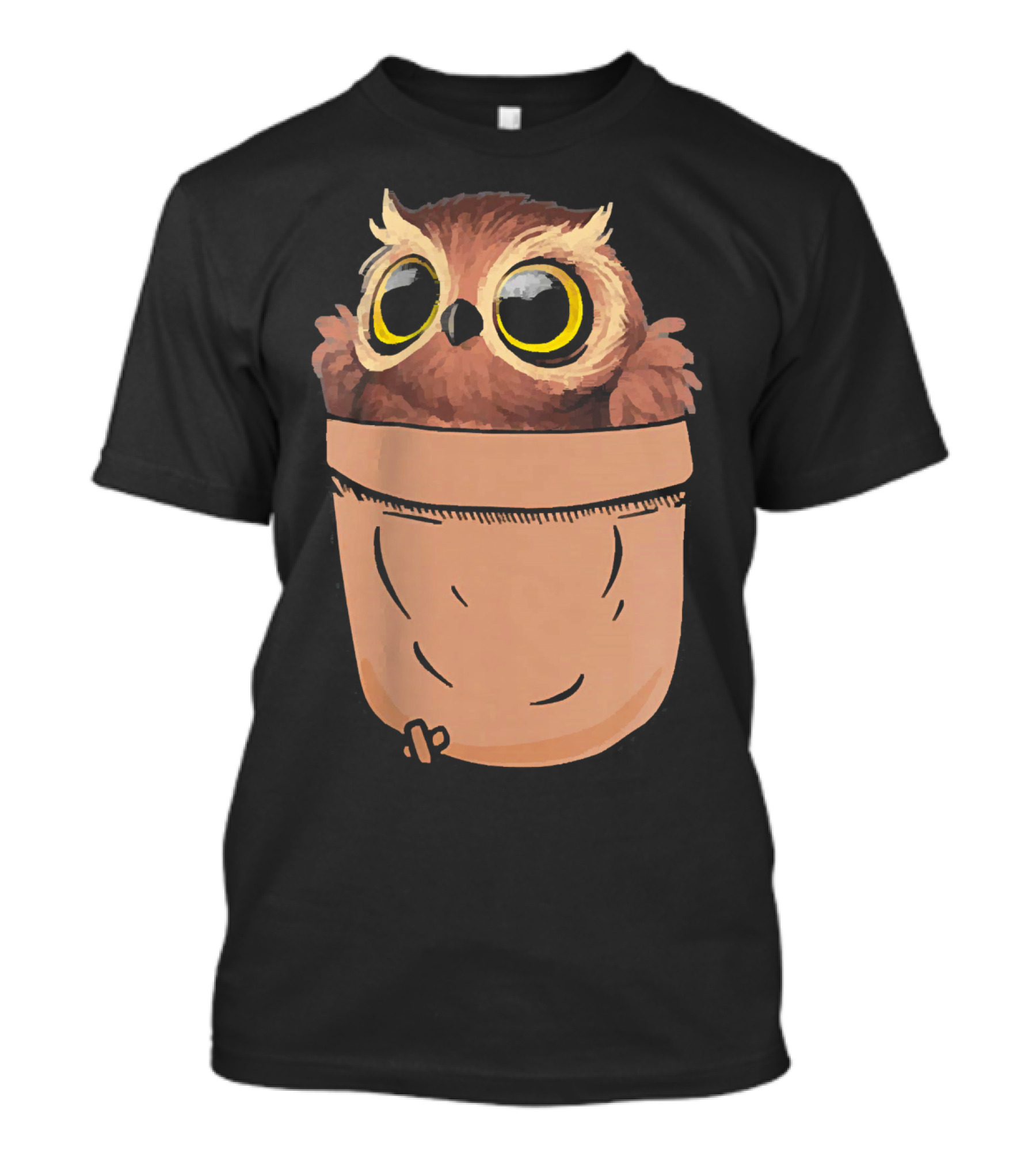 Owl Peeking Out Of Pocket With Big Eyes T-Shirt