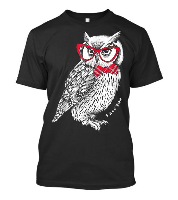 Owl Sapienza I See You Red Glasses And Bow Tie T-Shirt