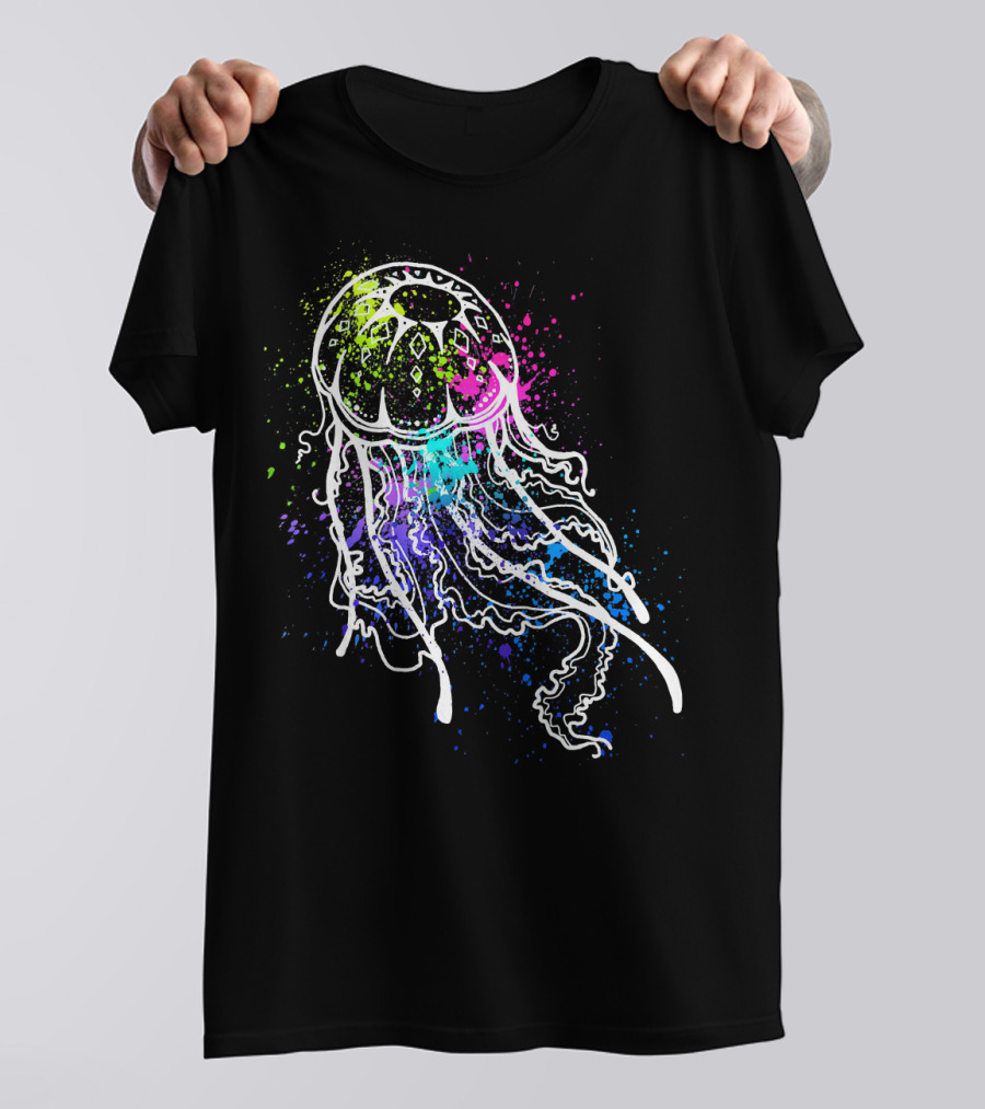 Pretty Dirty Vibrant Paint Splatter Jellyfish T-Shirt