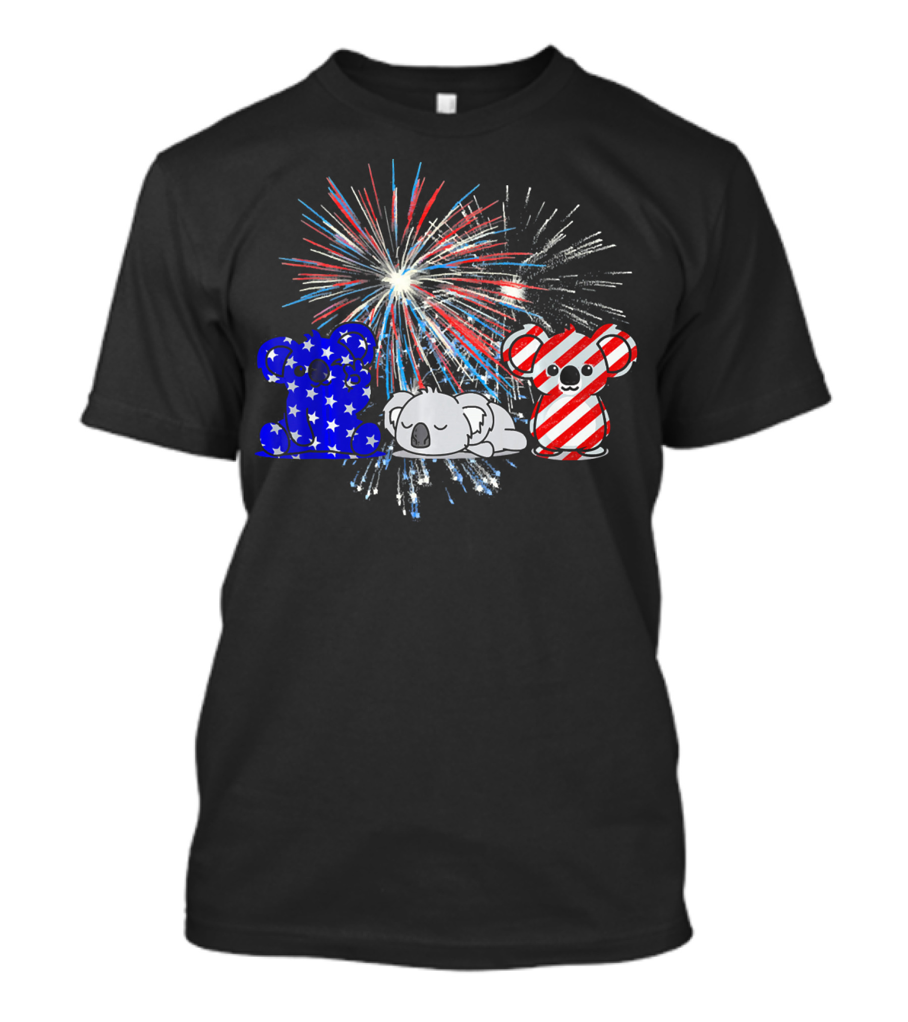 Patriotic Red White Blue Koala Fireworks T-Shirt