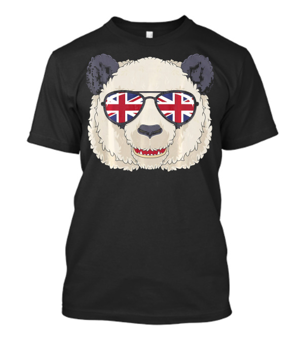 Panda Bear With Union Jack Flag Sunglasses Iconic T-Shirt