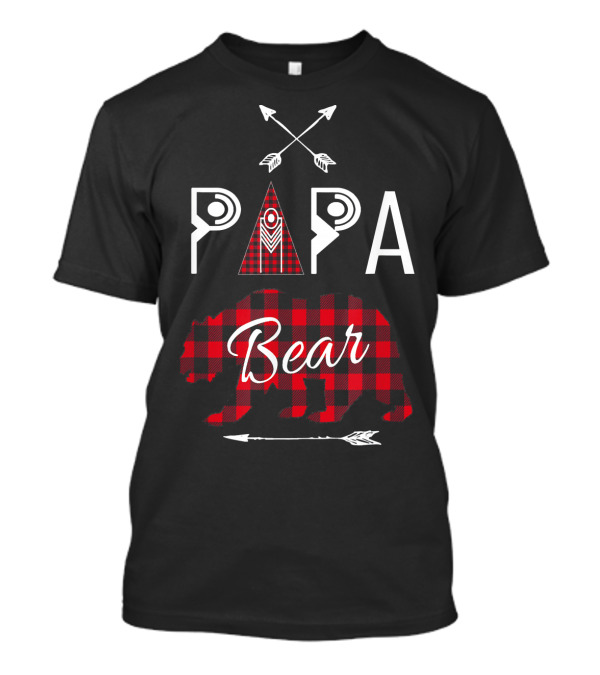 Papa Bear Buffalo Plaid Arrows Family Cam T-Shirt