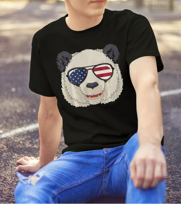 Panda 4th Of July Merica Sunglasses Patriotic Celebrations T-Shirt