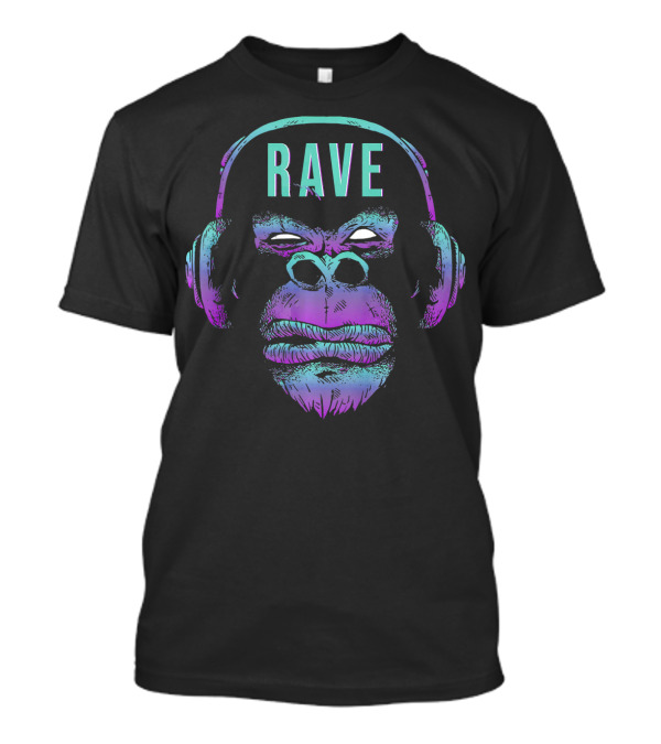 Rave Crazy Techno Gorilla Music DJ T-Shirt