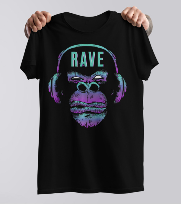 Rave Crazy Techno Gorilla Music DJ T-Shirt
