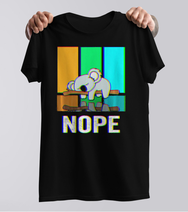 Nope Koala Sleeping On Branch With Colorful Stripes T-Shirt
